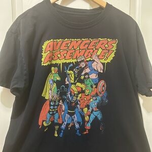 Marvel Black Kids Avengers Assemble Graphic Tee with Multicolor Print